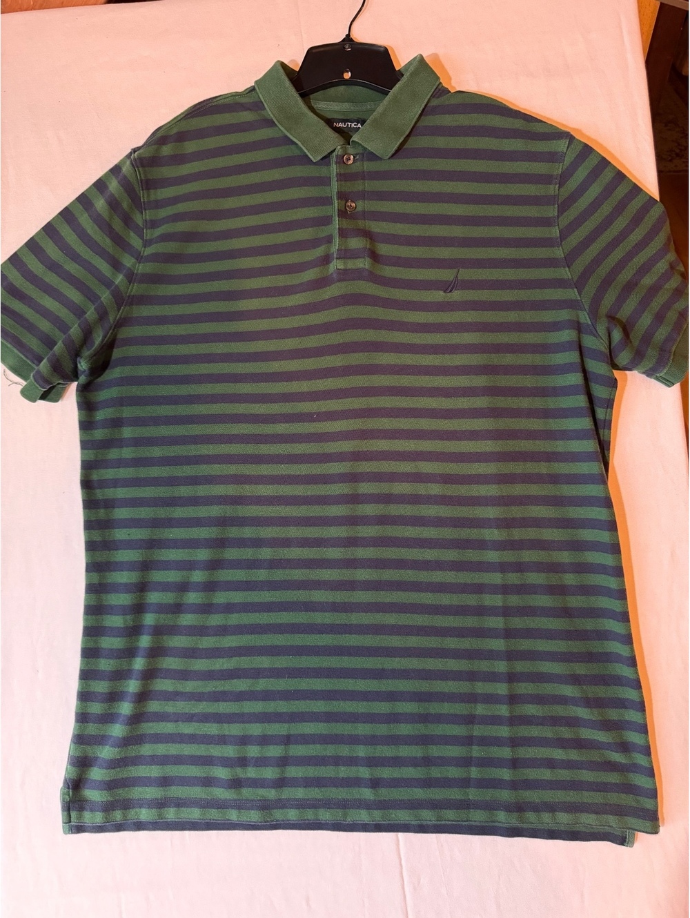Nautica Men's Striped Polo Shirt Green Navy Blue Size XXL